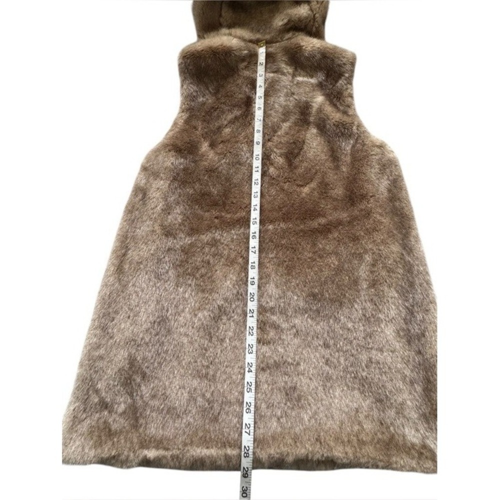 Zara Light Brown Tan Hooded Faux Fur Teddy Vest Zip up Pocket Size Medium - Picture 12 of 12